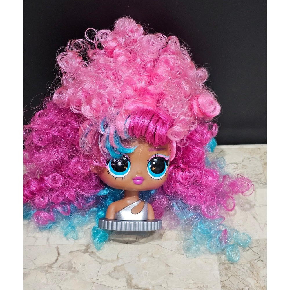 LOL Surprise JK Mini Styling Head Pink Blue Curly Hair‎ Suction Cup MGA Toy